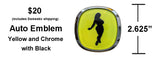 Auto Emblem - Yellow and Chrome with BLACK logo